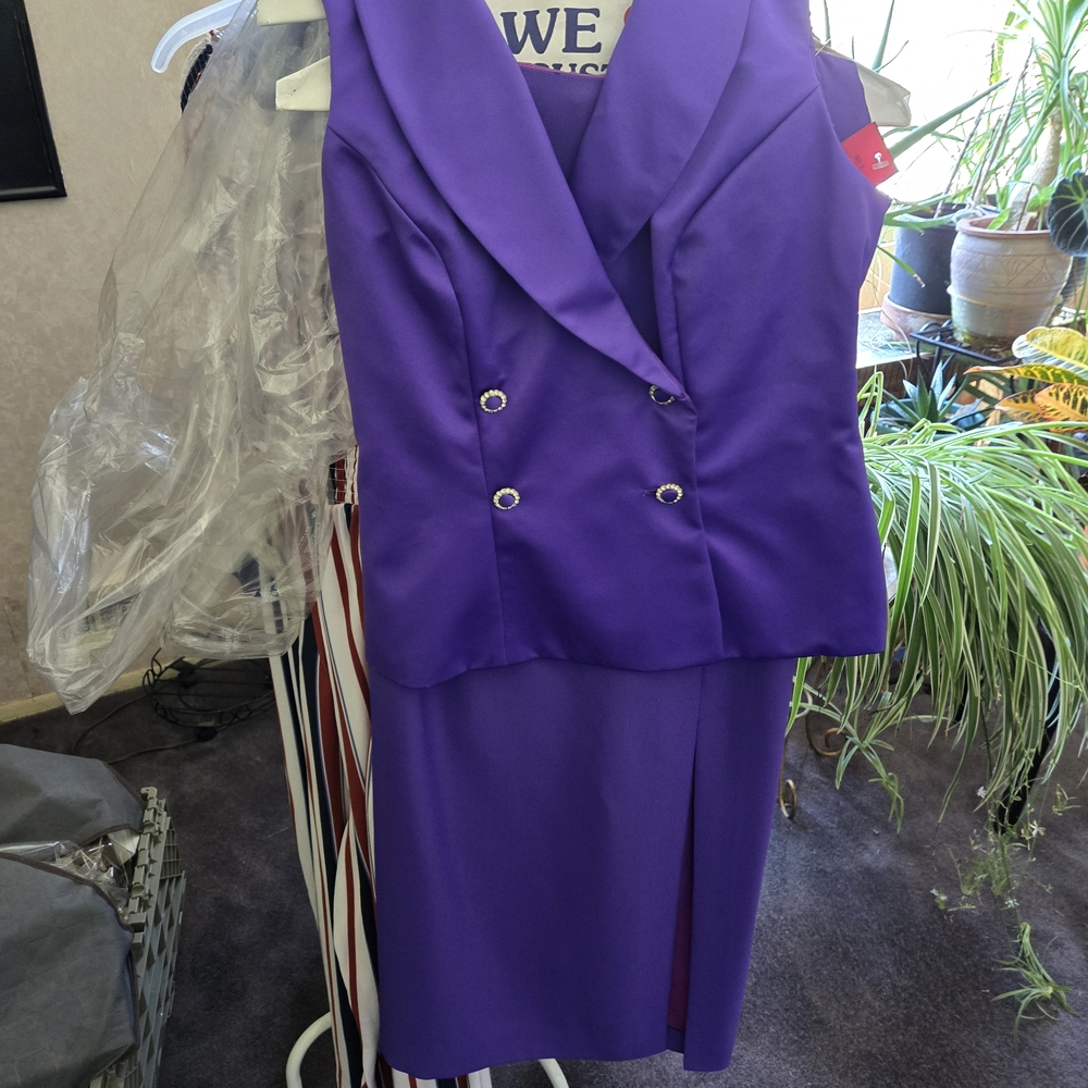 Elegant Purple Double-Breasted Dress